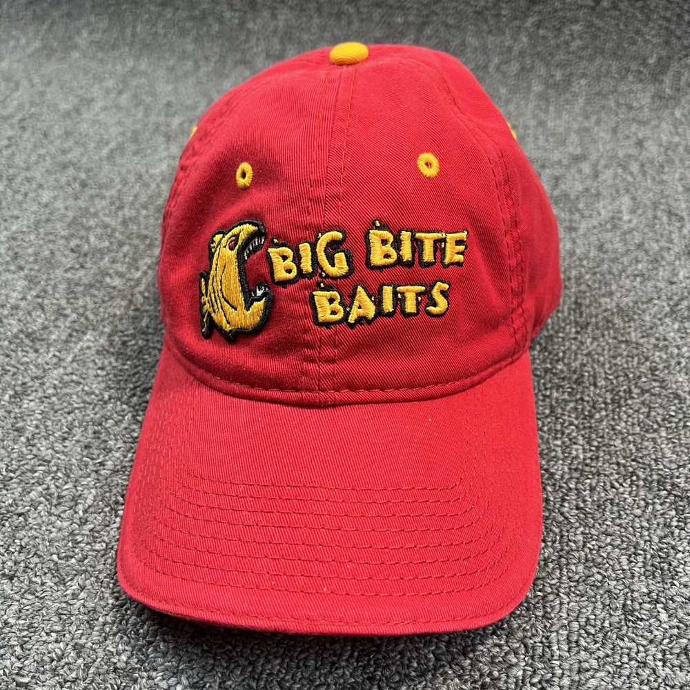 The Game Vintage Big Bite Baits Hat OSFM Red Cotton Fishing Gorpcore Dad Cap